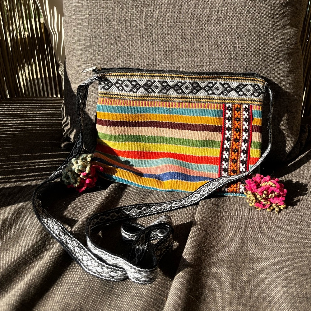 Multicolor patterned crossbody bag